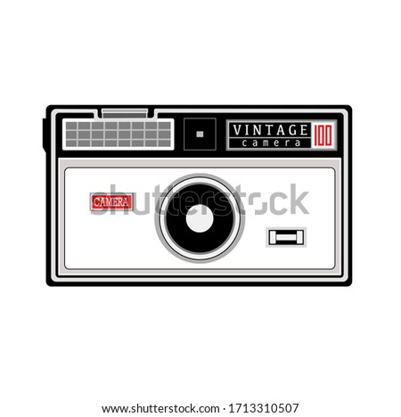 Camera icon. Retro vintage film camera . Isolated vector illustration. white background