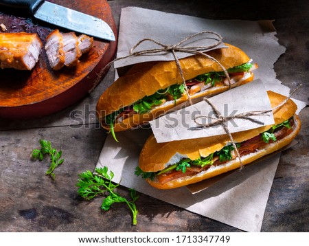 Banh mi - Vietnamese sandwich - Vietnamese food Royalty-Free Stock Photo #1713347749
