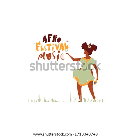 Vector trendy flat style. Cartoon Afro man. Unique artwork for your design. Music African festival. Website design.
