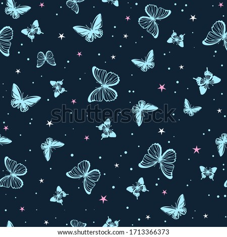 Beautiful butterflies on a seamless pattern. Print desing