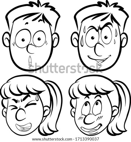 Human faces with different facial expressions illustration