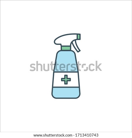 Medical Antiseptic Sanitizer Bottle with Spray or Dosator for Using During Coronavirus Prevention. Alcohol Gel for Hand Protection. Coronavirus, covid-19, covid-2019, ncov-2019. Vector Icon Royalty-Free Stock Photo #1713410743