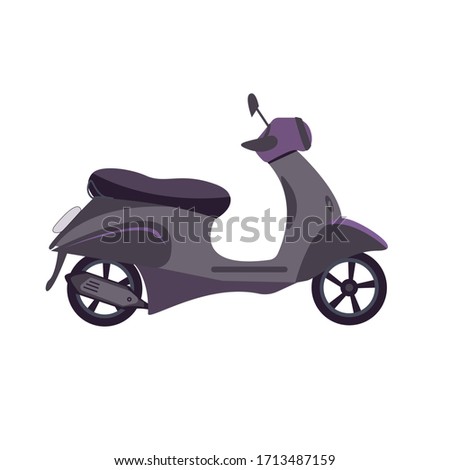 Scooter isolated on white background. Moped for delivery. Transport for delivery workers. Scooter ride. Two-wheeled vehicle. Compact motorcycles