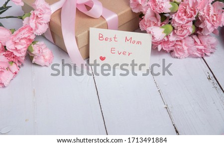 happy  mother's day card with pink carnations