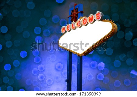 Blank Welcome to Las Vegas Sign with Light Bokeh Background