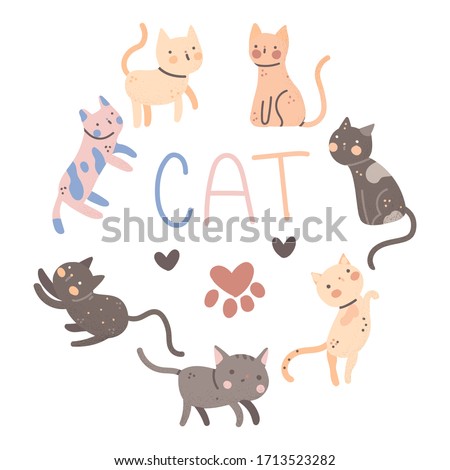 cat collection set, funny joyful