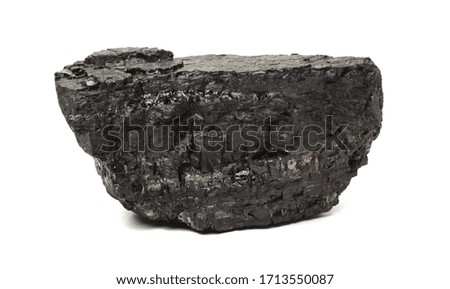 Coal block photo on white background