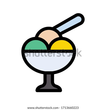 cone ice cream vector flat color icon 