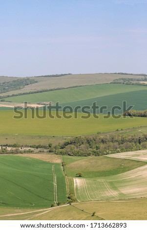 A rural South Downs landscape on a sunny spring day