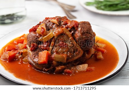 Stew beef meat shin with bone, osso bucco Royalty-Free Stock Photo #1713711295
