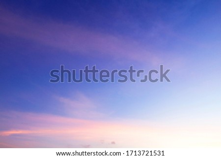 Beautiful romantic & colorful sky with brightly red pink & purple gradient color of cirrus or cumulus cloud & cloudscape in tropical summer sunlight or sun ray at sunshine day, nature background  Royalty-Free Stock Photo #1713721531