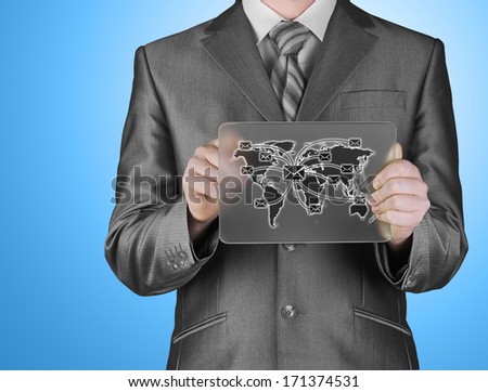 business man distribute digital mail