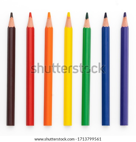eight colored pencil on white background Royalty-Free Stock Photo #1713799561