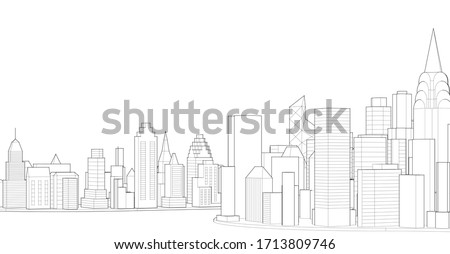 modern city panorama 3d illustration Royalty-Free Stock Photo #1713809746