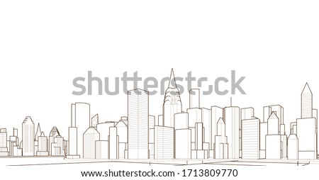 modern city panorama 3d illustration Royalty-Free Stock Photo #1713809770