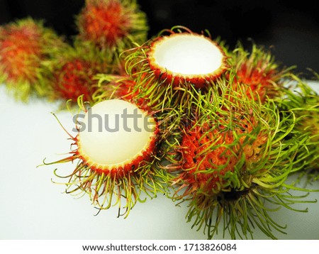 Sweet and fresh red rambutan ready to eat and height vitamin