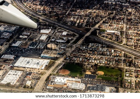 A view of Chicago from the air while landing, Chicago, Illinois, United States