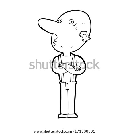 cartoon old man with folded arms
