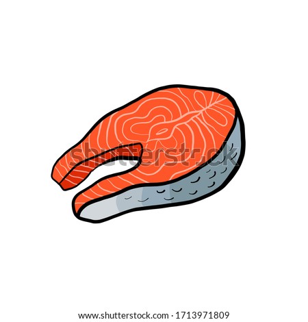 salmon red fish steak. vector illustration. white background