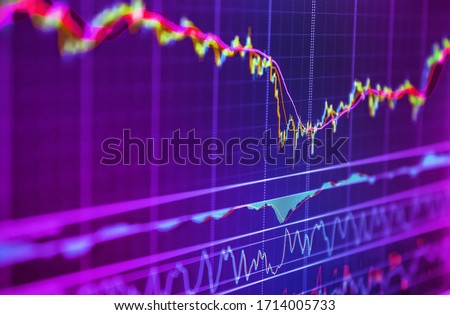 Tablet computer showing charts and diagram. Financial accounting stock market graphs analysis. Digital stock market chart on a tablet screen.  