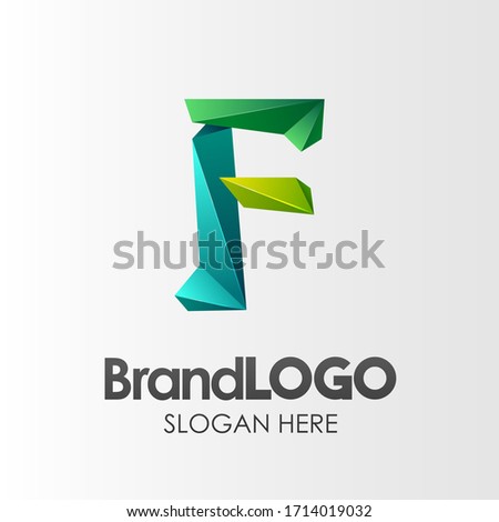 Brand Logo Letter F template, 3D Shape Low Poly, Suitable For Business Company Visual Identity. Vector EPS10
