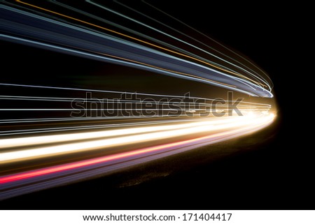 Beautiful and colorful abstract lights in a car tunnel