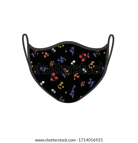 ditsy flower printed mask design on black background