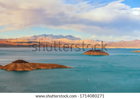 View of Lake Mead from Sunset View Overlook. Lake Mead National Recreation Area. Nevada. USA Royalty-Free Stock Photo #1714080271