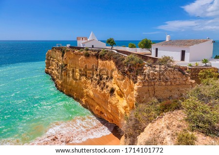 Chapel "Igreja de Nossa Senhora da Rocha", Algarve, Portugal Royalty-Free Stock Photo #1714101772