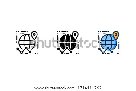 Business location icon. With outline, glyph, and filled outline style
