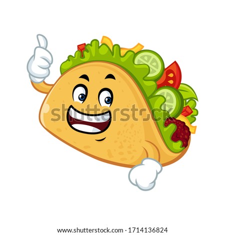 Vector mascot, cartoon, and illustration of a taco with thumb up