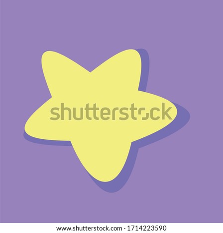 Yellow starfish on a lilac background. Vector illustration.