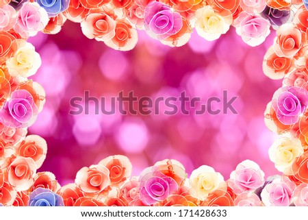 Artificial handmade roses isolated on white