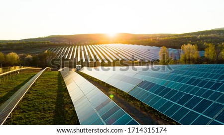 Solar panel, photovoltaic, alternative electricity source - concept of sustainable resources Royalty-Free Stock Photo #1714315174