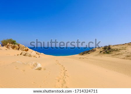Seascape with a wonderful sand view and colorful clean seawater on Mui Dinh coast, Vietnam. Royalty high-quality free stock image of a seascape.