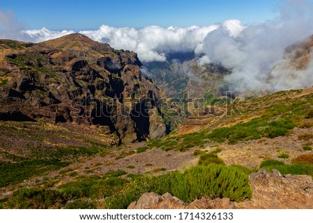 Madeira island, mountain peak landscape, Portugal, Mountaintop of Pico do Arieiro