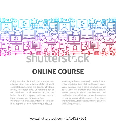 Online Course Line Template. Vector Illustration of Outline Design.