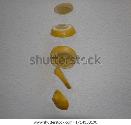 a lemon falling down with levitation effect