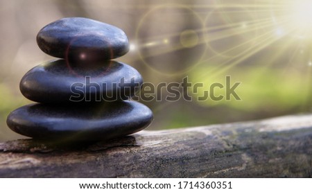 Stacked massage stones stock photo - copy spece. Spa background stock photo - baners. 