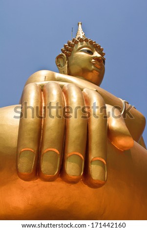 Big buddha statue at Wat in Thailand