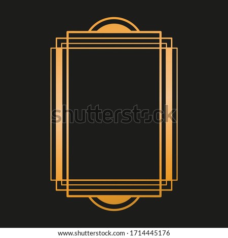 20`s retro gold frame. Art Deco Style background. Geometric linear vector illustration. Modern or Vintage design for cards, invitations, posters, prints, etc. Luxury style wallpaper