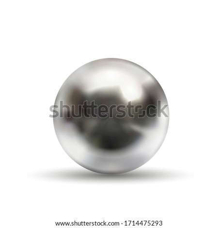 Realistic glossy chromium ball with glares and reflection on white Royalty-Free Stock Photo #1714475293