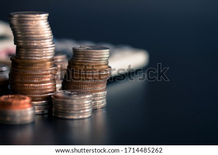 Stack of coins for finance and banking concept.