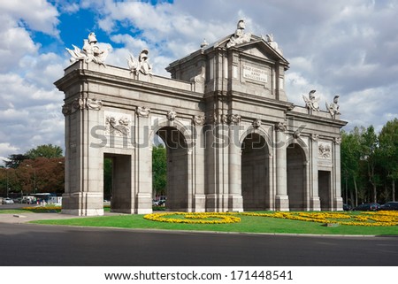 Puerta de Alcala - famous Spanish monument at Independence Square, Madrid, Spain