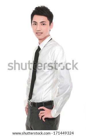 Portrait of businessman standing comfortably.