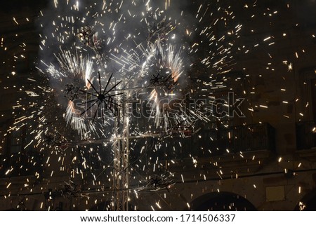 Colorful and spectacular traditional fireworks in Spain