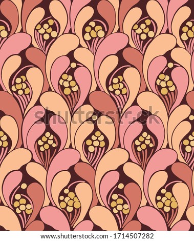 70s wallpaper seamless design, vintage flowers 