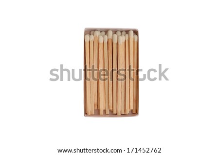 White match in a box isolated on white background.