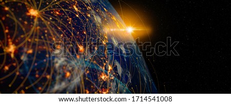 Photo of Energy Digitalization and Communication technology for internet business. Global world network and telecommunication on earth and  IoT. Elements of this image furnished by NASA