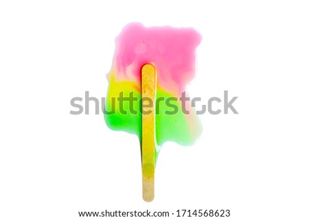 Melted colorful popsicle isoleted on white background.File contain a  clipping path.